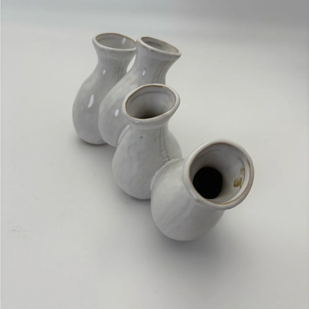 Multi-Vase Cream/White Ceramic/Pottery Style Vase Set